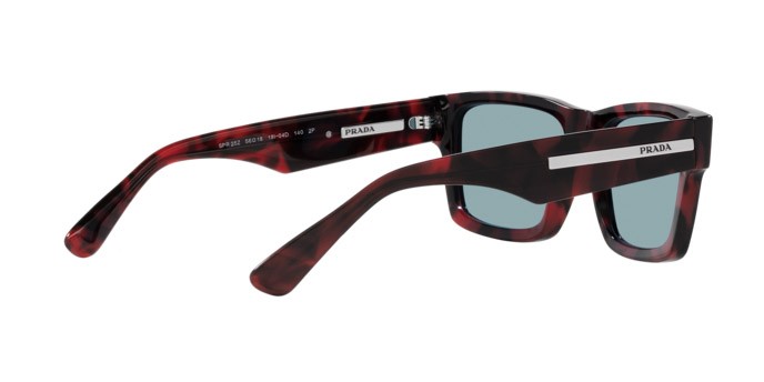 Sunglasses Prada PR 25ZS (18I04D) color violetto tartarugato shape rectangle lenses polar verde
