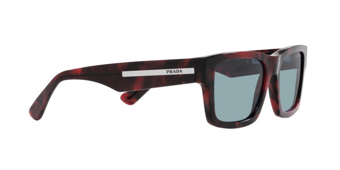 Sunglasses Prada PR 25ZS (18I04D) color violetto tartarugato shape rectangle lenses polar verde