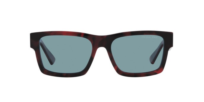Sunglasses Prada PR 25ZS (18I04D) color violetto tartarugato shape rectangle lenses polar verde