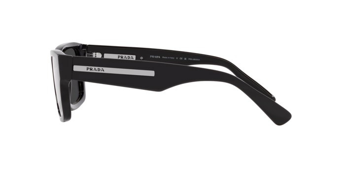 Occhiali da sole Prada PR 25ZS (1AB08G) colore nero forma rettangolare lenti polar nera