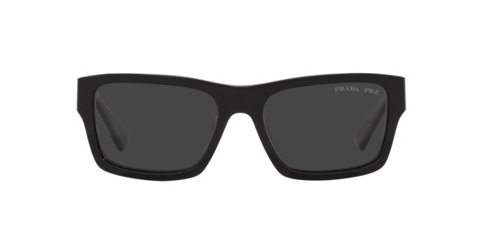 Occhiali da sole Prada PR 25ZS (1AB08G) colore nero forma rettangolare lenti polar nera
