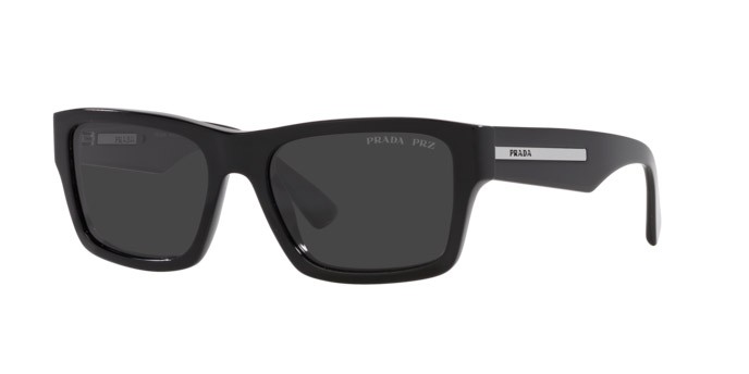 Occhiali da sole Prada PR 25ZS (1AB08G) colore nero forma rettangolare lenti polar nera