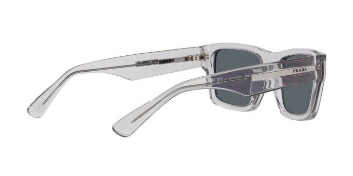 Sunglasses Prada PR 25ZS (U430A9) color grigio crystal shape rectangle lenses blu