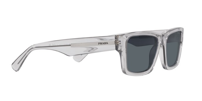 Sunglasses Prada PR 25ZS (U430A9) color grigio crystal shape rectangle lenses blu