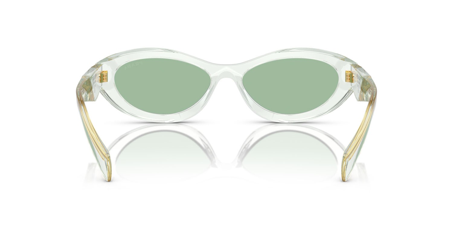 Occhiali da sole Prada PR 26ZS (14R20E) colore verde menta trasparente forma irregolare lenti verde
