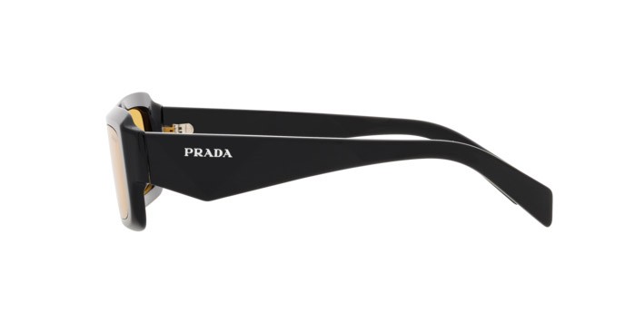 Sunglasses Prada PR 27ZS (16K70A) color nero shape irregular lenses giallo