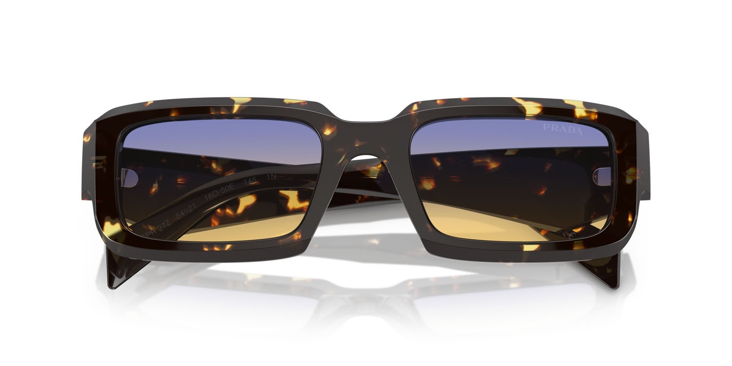 Sonnenbrillen Prada PR 27ZS (16O50E) farbe malto nero tartarugato form unregelmäßig gläser clear fifty yellow/dark blue