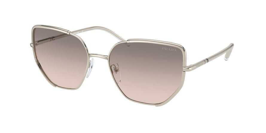 Sunglasses Prada PR 50WS (ZVN4K0) color pale gold shape irregular lenses pink gradient grey