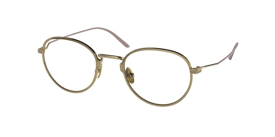 Eyeglasses Prada PR 50YV (06Q1O1) color satin pale gold shape oval lenses demo lens
