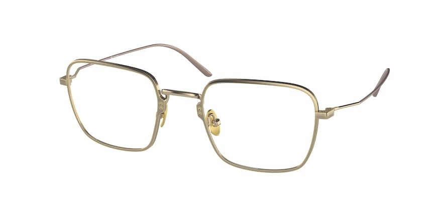 Brillen Prada PR 51YV (06Q1O1) farbe satin pale gold form quadratisch gläser demo lens