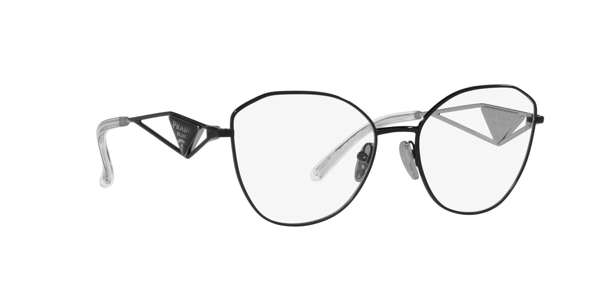 Eyeglasses Prada PR 52ZV (1AB1O1) color nero shape irregular lenses lente demo
