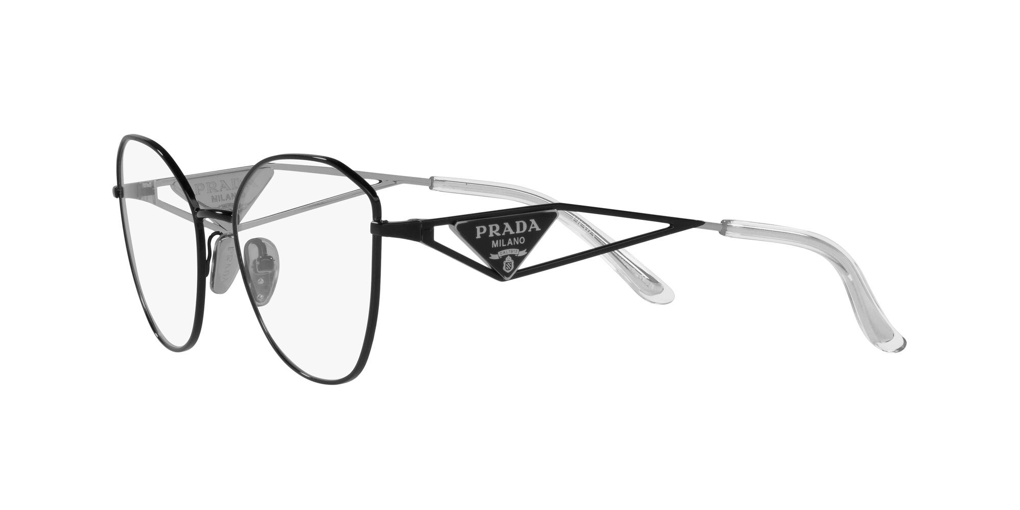 Eyeglasses Prada PR 52ZV (1AB1O1) color nero shape irregular lenses lente demo