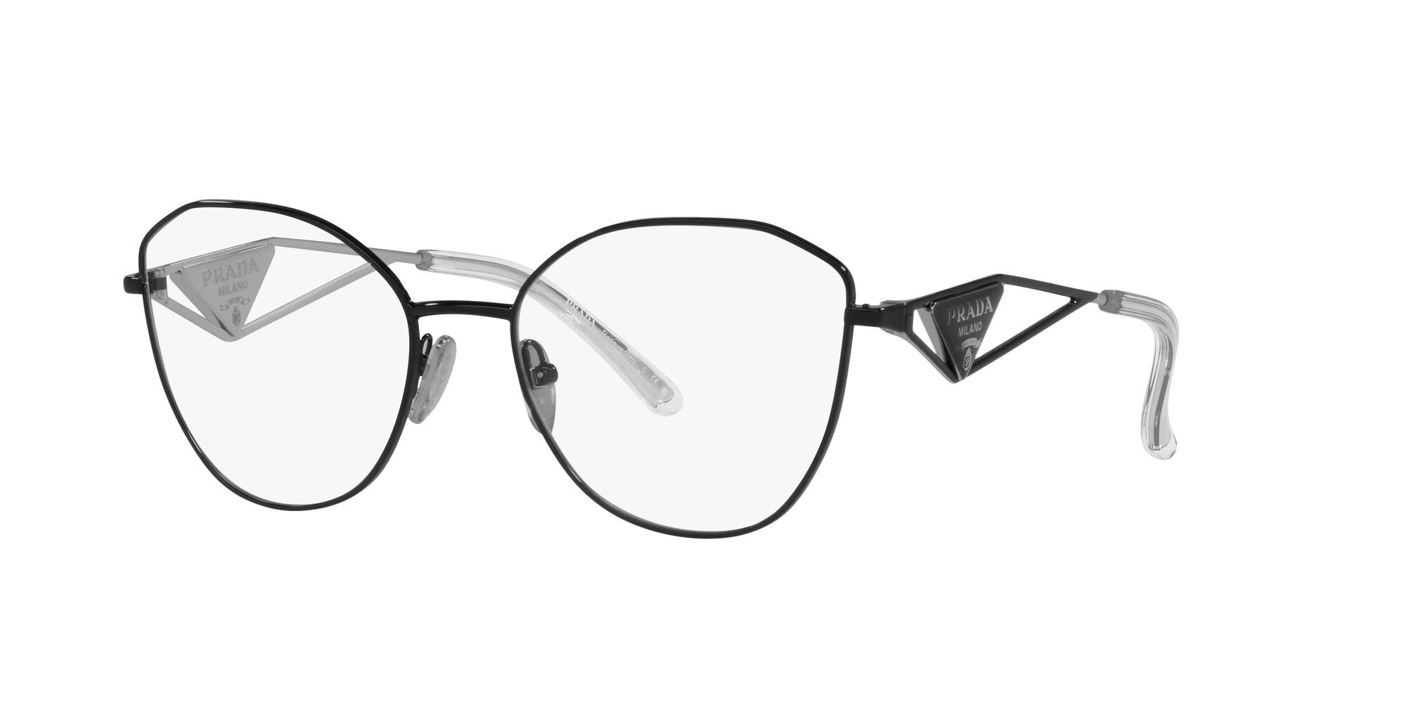 Eyeglasses Prada PR 52ZV (1AB1O1) color nero shape irregular lenses lente demo