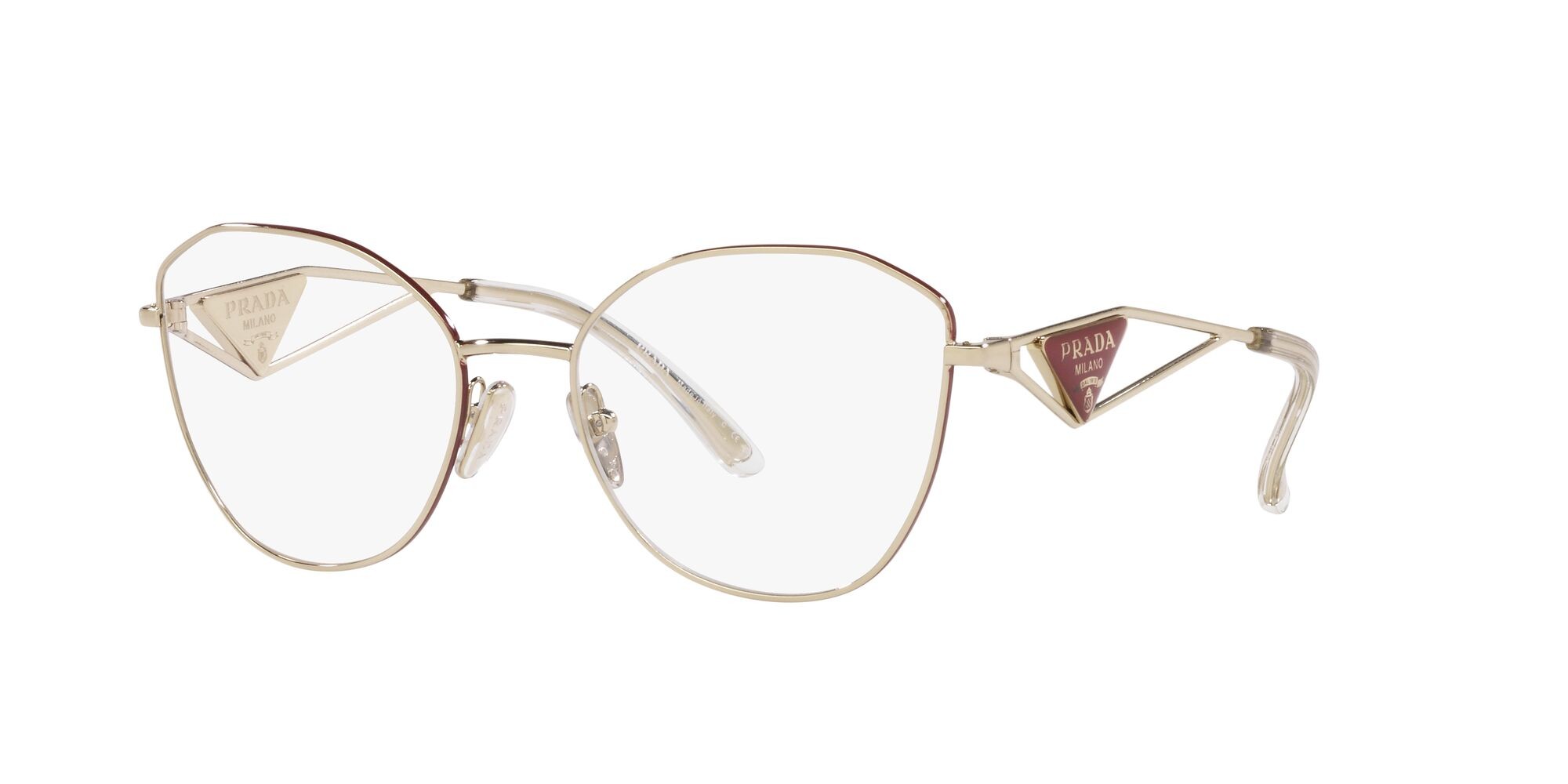 Brillen Prada PR 52ZV (5AK1O1) farbe oro pallido form unregelmäßig gläser lente demo
