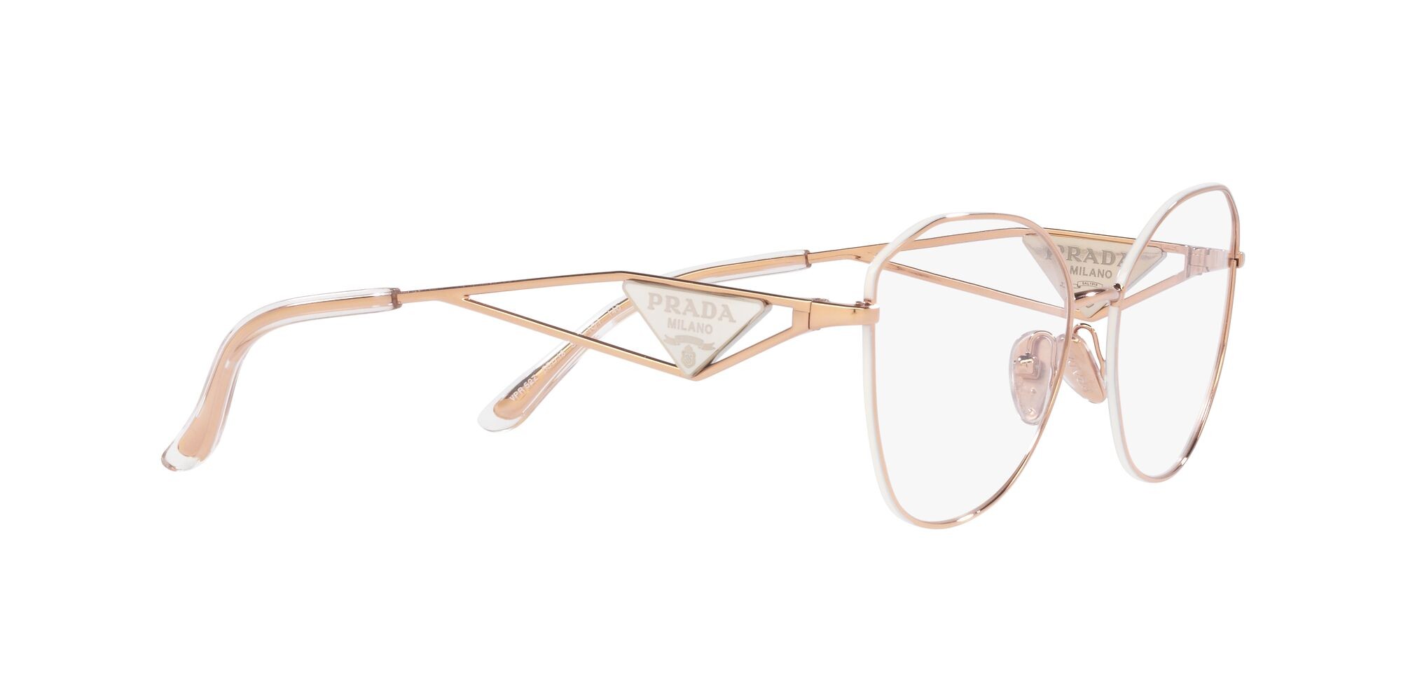 Eyeglasses Prada PR 52ZV (SVF1O1) color oro rosa shape irregular lenses lente demo