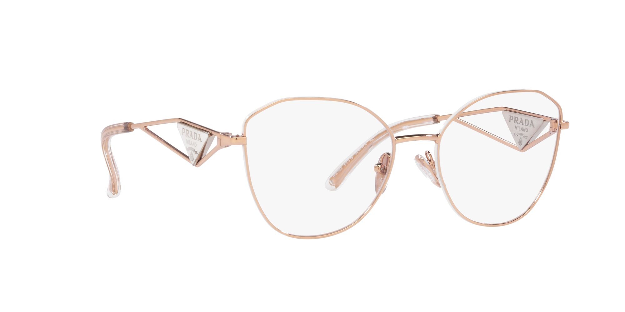 Eyeglasses Prada PR 52ZV (SVF1O1) color oro rosa shape irregular lenses lente demo