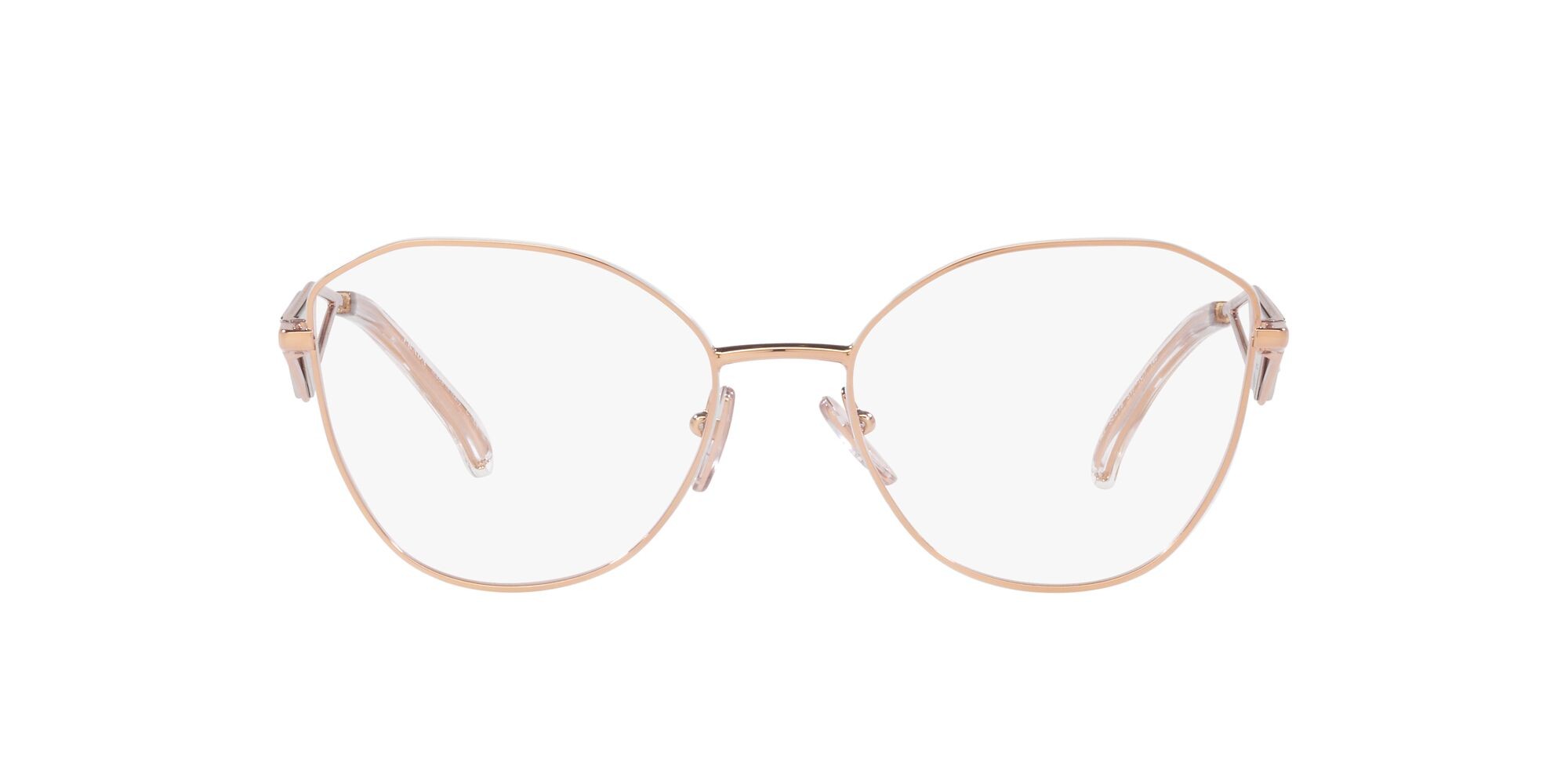 Eyeglasses Prada PR 52ZV (SVF1O1) color oro rosa shape irregular lenses lente demo