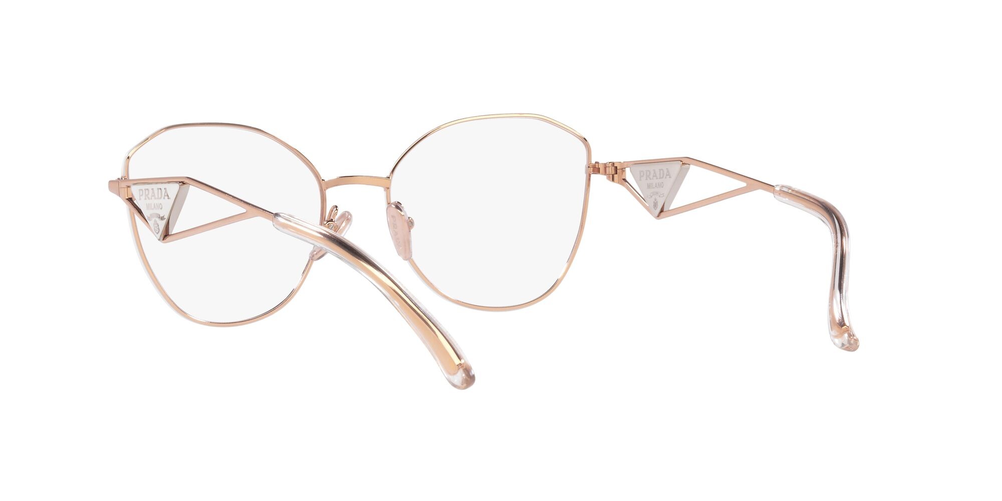 Eyeglasses Prada PR 52ZV (SVF1O1) color oro rosa shape irregular lenses lente demo