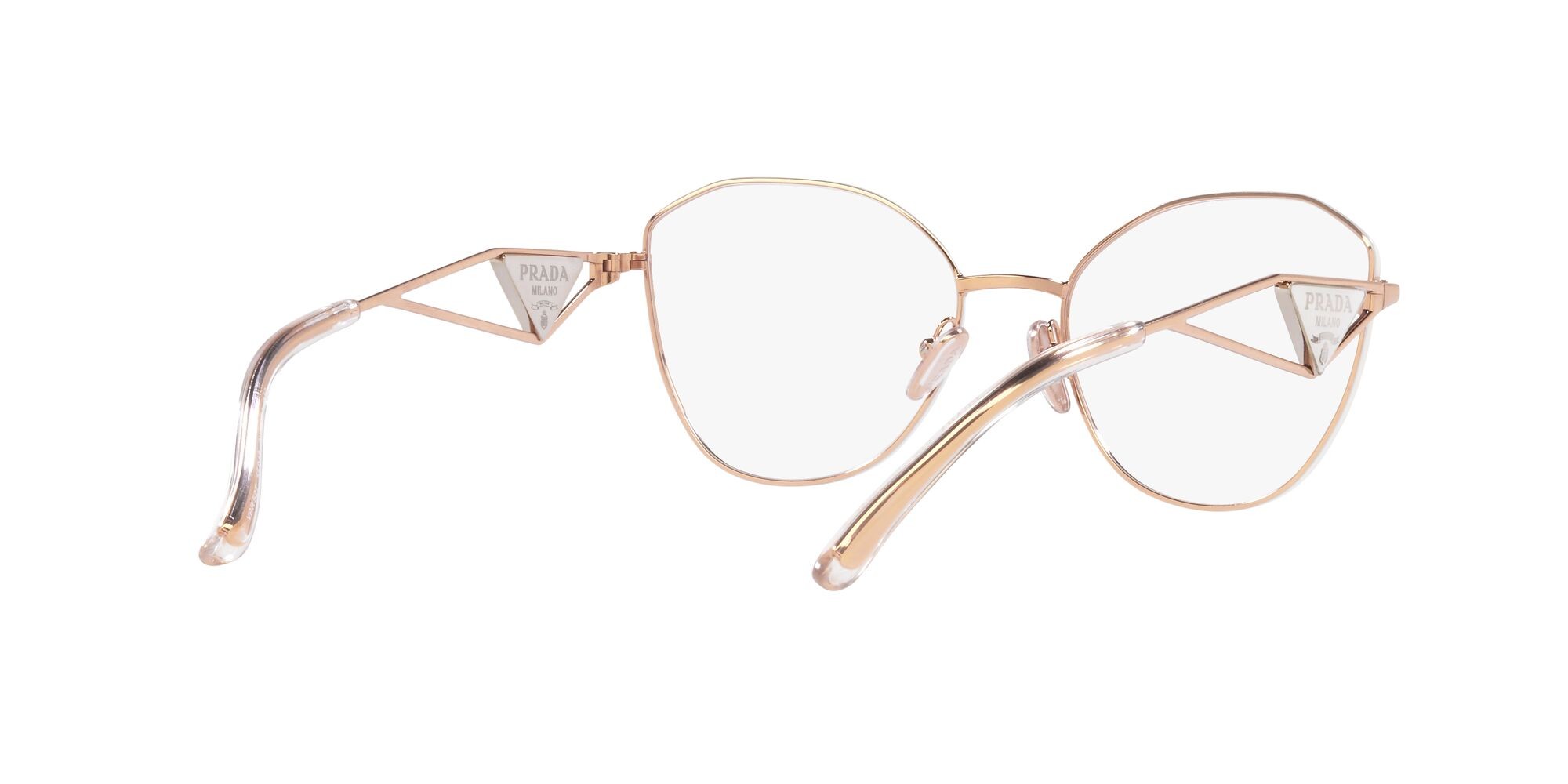 Eyeglasses Prada PR 52ZV (SVF1O1) color oro rosa shape irregular lenses lente demo