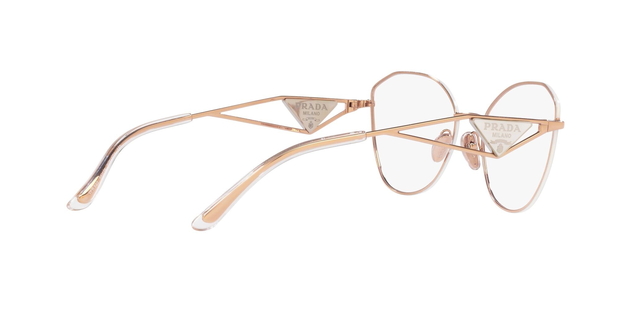 Eyeglasses Prada PR 52ZV (SVF1O1) color oro rosa shape irregular lenses lente demo