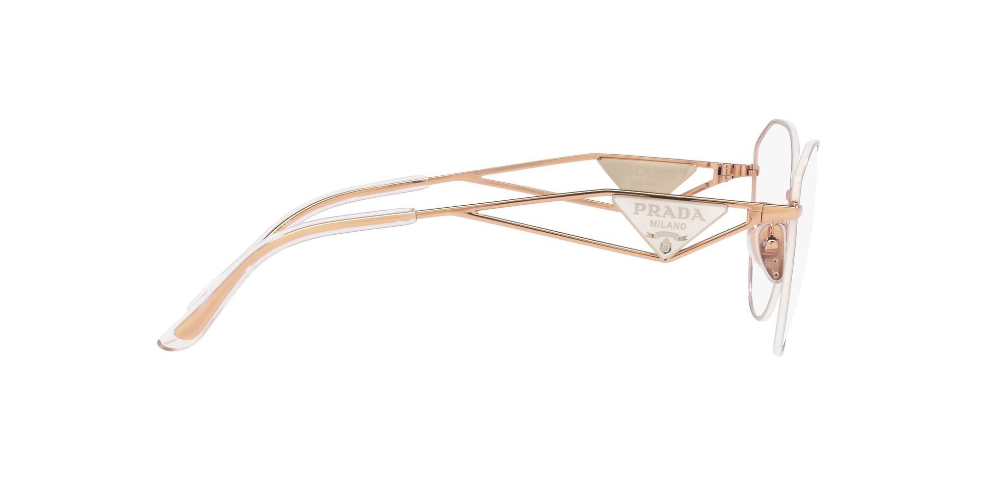 Eyeglasses Prada PR 52ZV (SVF1O1) color oro rosa shape irregular lenses lente demo