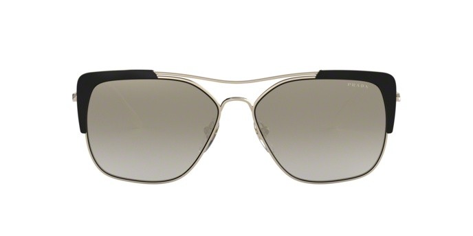 Sonnenbrillen Prada Conceptual PR 54VS (AAV5O0) farbe pale gold/black form rechteckig gläser gradient grey mirror silver