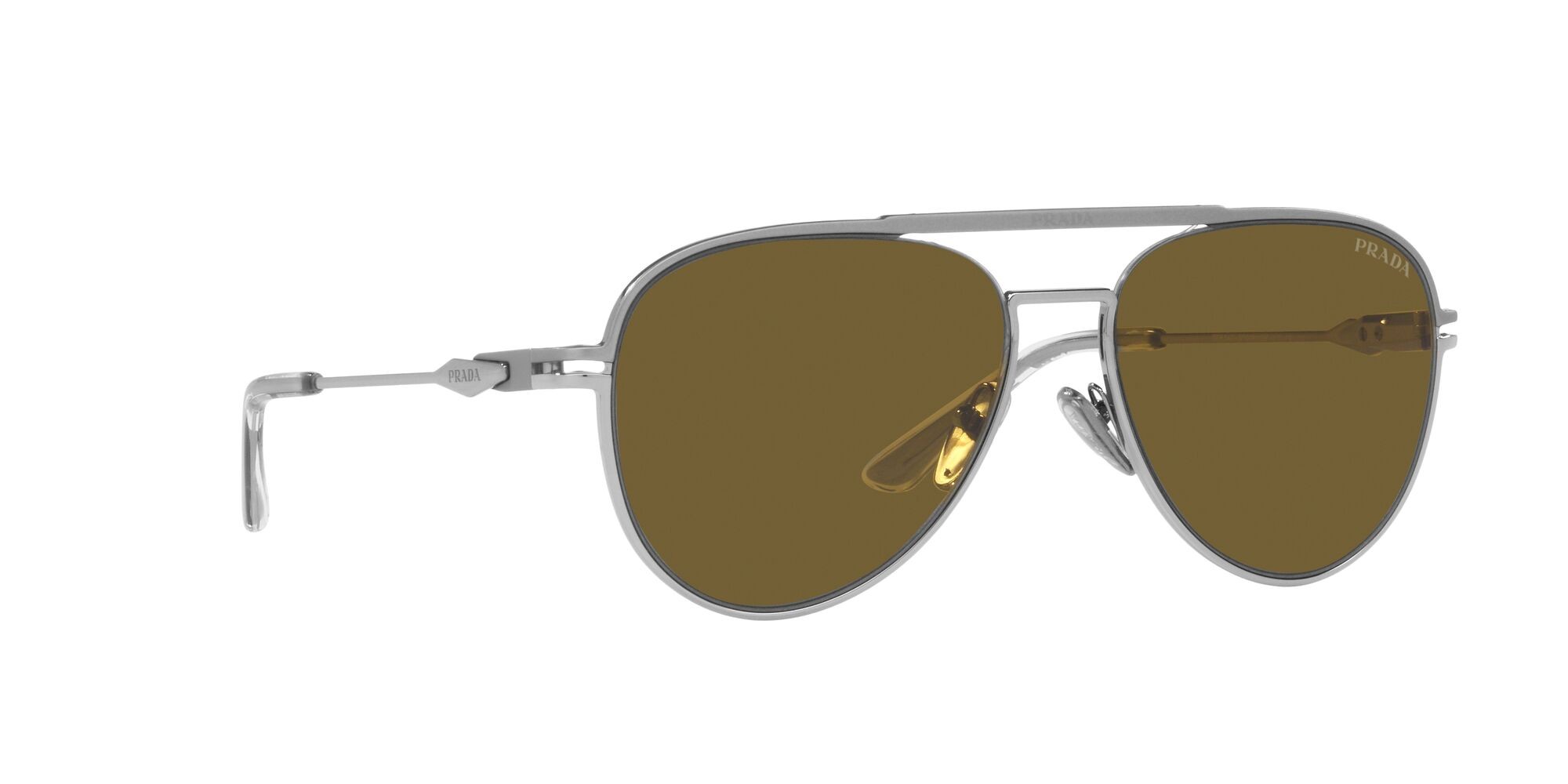 Sunglasses Prada PR 54ZS (16F01T) color gunmetal opaco/gunmetal brillante shape aviator lenses marrone scuro