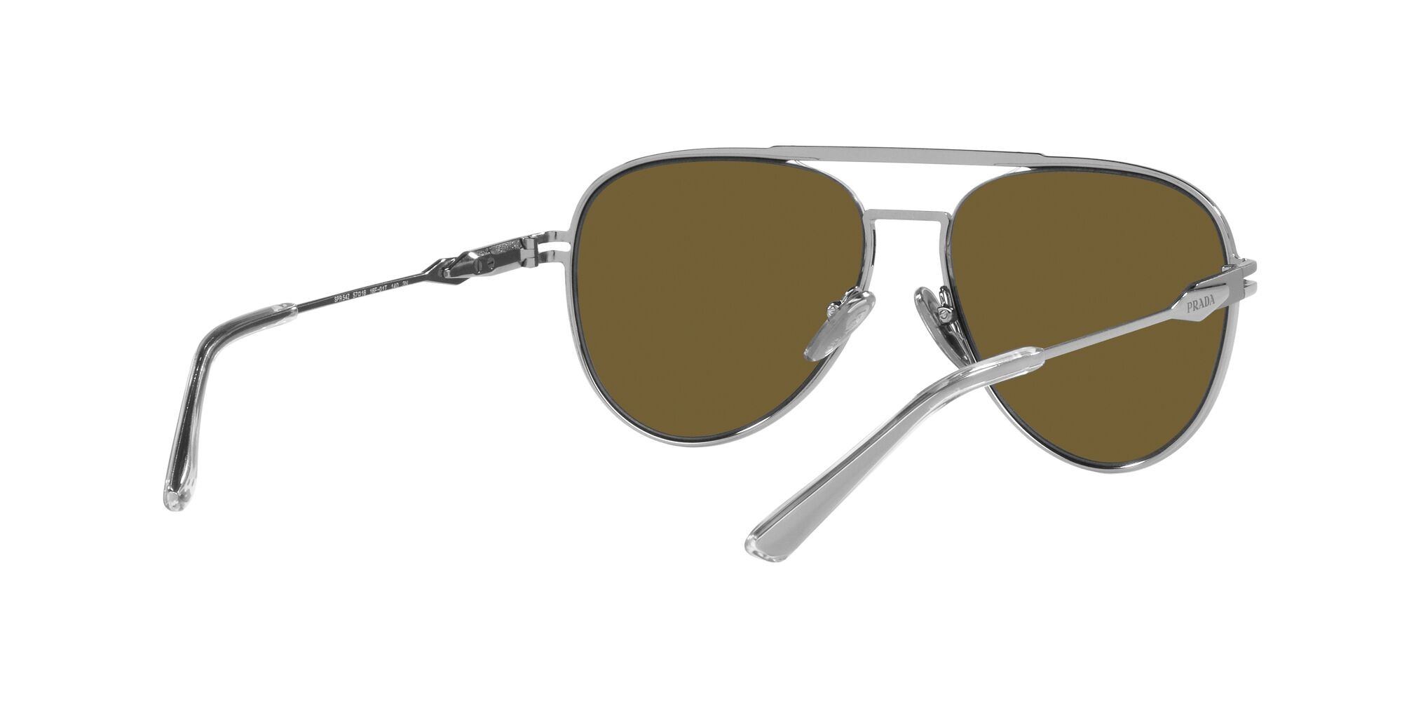 Sunglasses Prada PR 54ZS (16F01T) color gunmetal opaco/gunmetal brillante shape aviator lenses marrone scuro