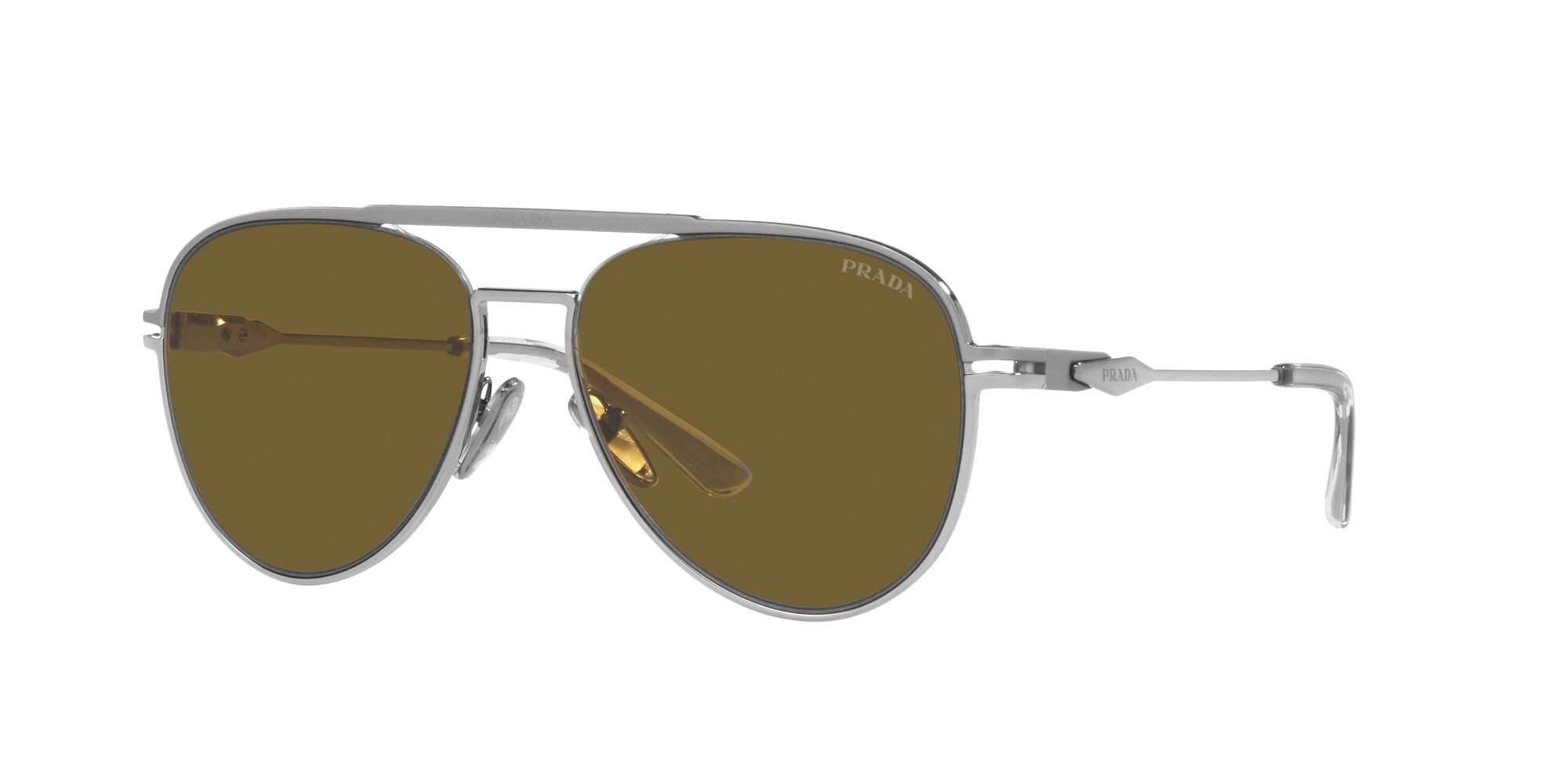 Sunglasses Prada PR 54ZS (16F01T) color gunmetal opaco/gunmetal brillante shape aviator lenses marrone scuro