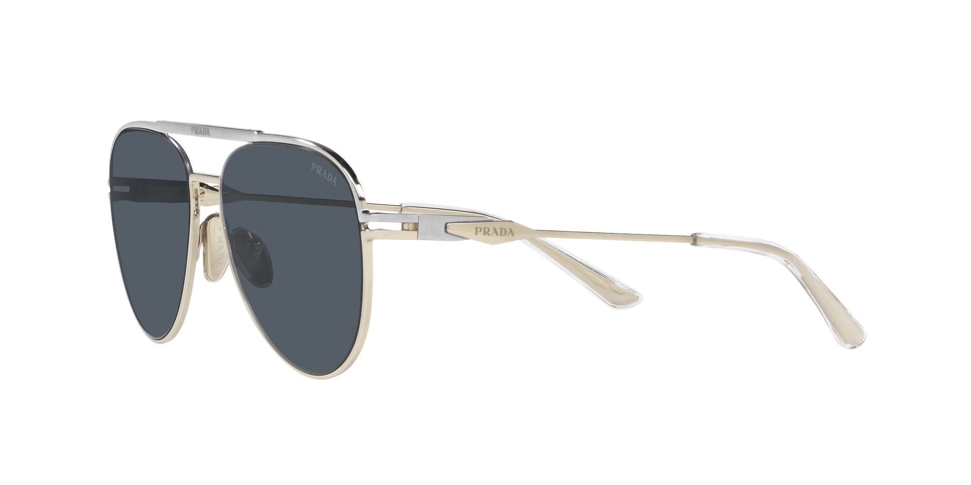 Sonnenbrillen Prada PR 54ZS (17F09T) farbe argento/oro pallido form aviator gläser grigio scuro