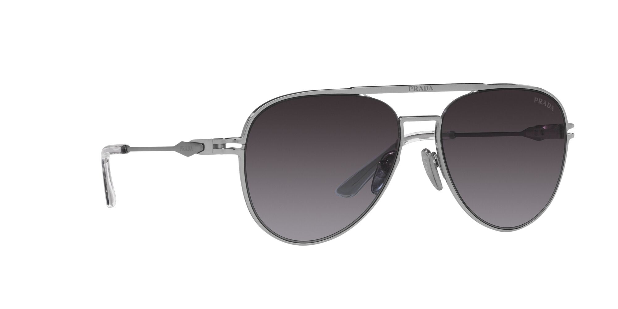 Sonnenbrillen Prada PR 54ZS (1BC09S) farbe argento form aviator gläser sfumato grigio