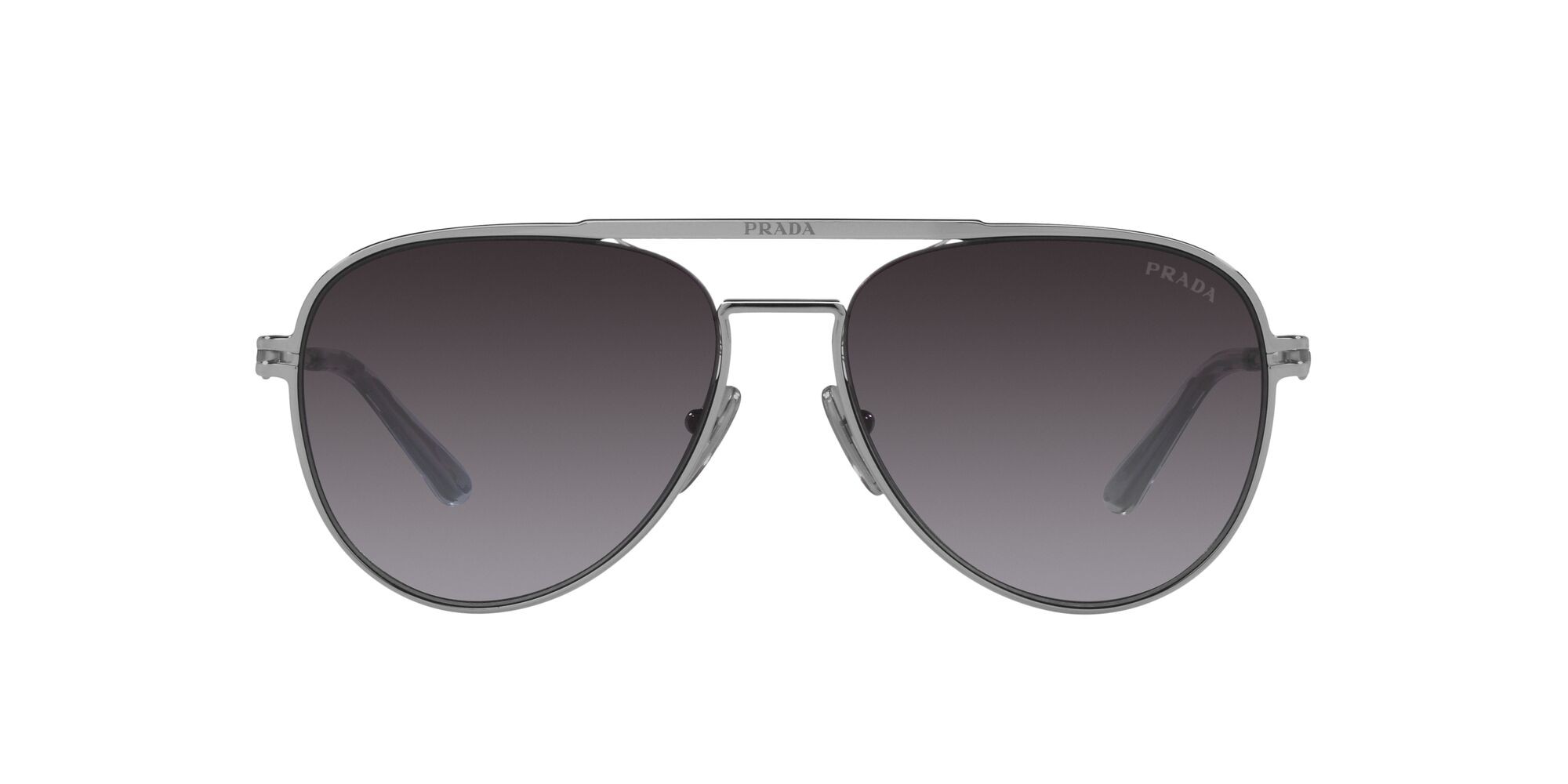 Sonnenbrillen Prada PR 54ZS (1BC09S) farbe argento form aviator gläser sfumato grigio