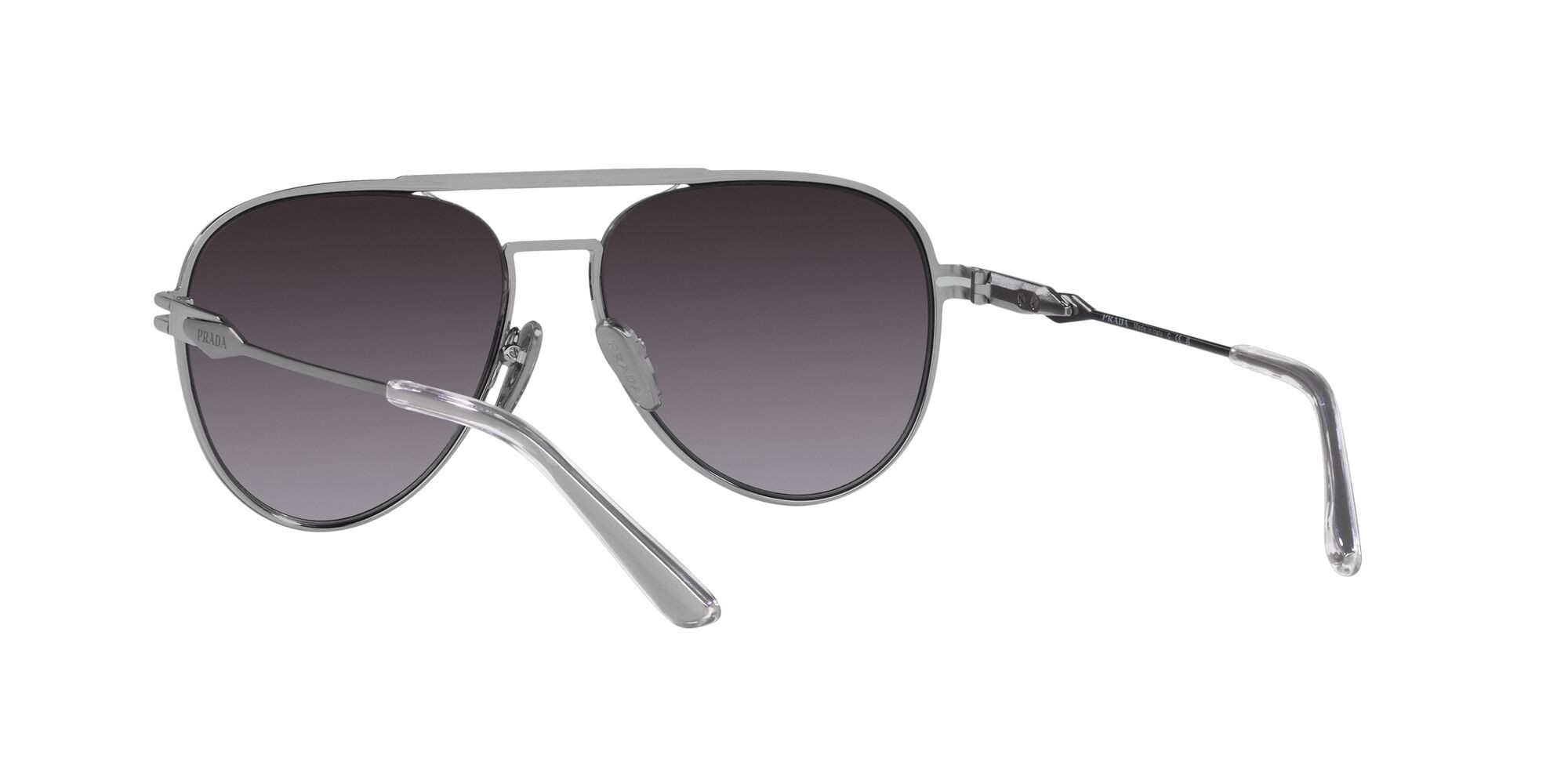 Sonnenbrillen Prada PR 54ZS (1BC09S) farbe argento form aviator gläser sfumato grigio