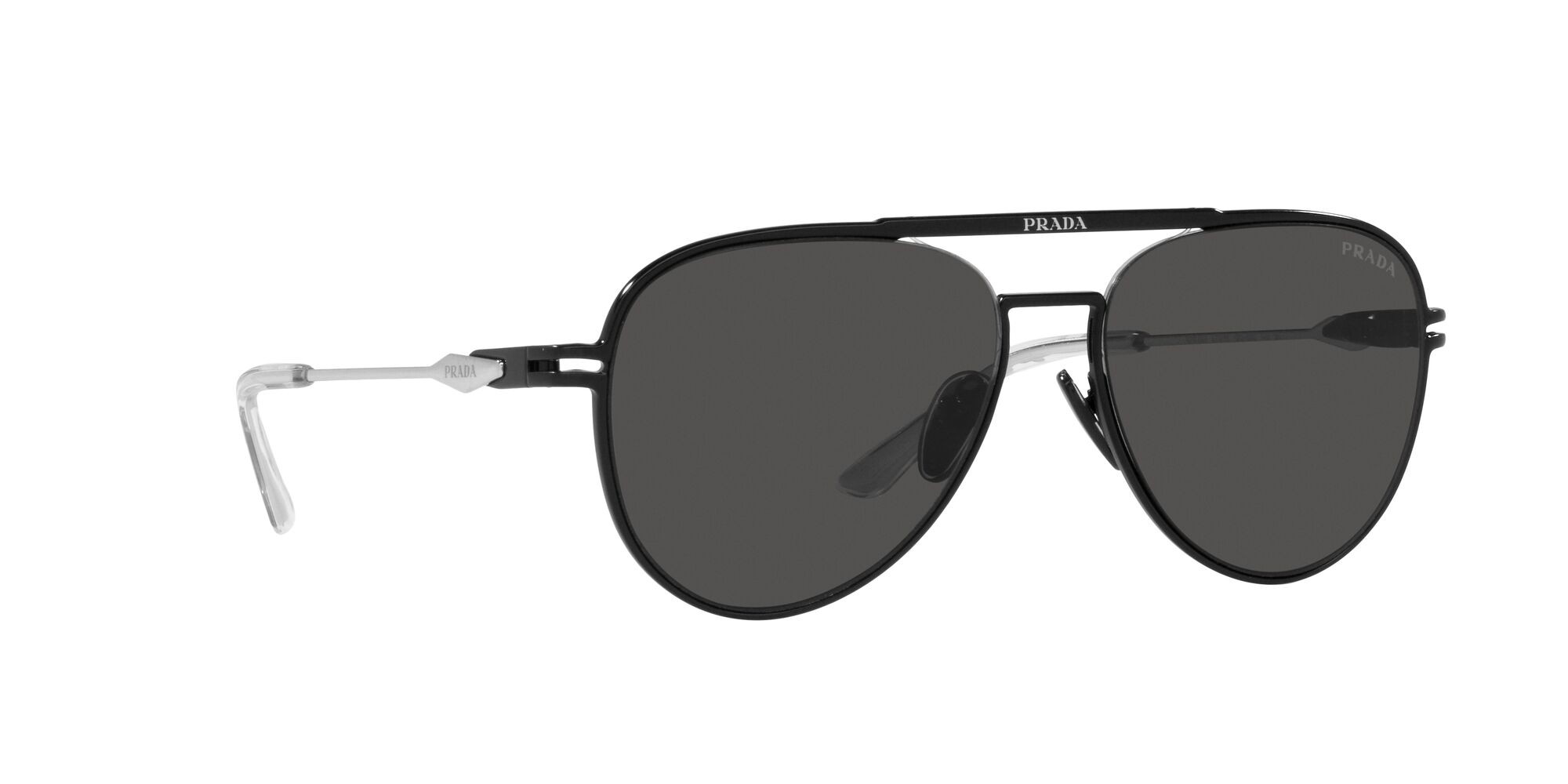 Occhiali da sole Prada PR 54ZS (1BO5S0) colore nero opaco forma aviator lenti grigio scuro