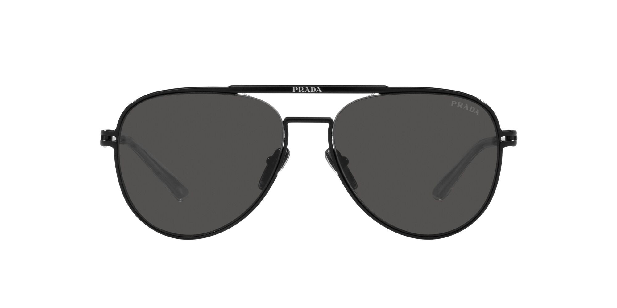 Occhiali da sole Prada PR 54ZS (1BO5S0) colore nero opaco forma aviator lenti grigio scuro