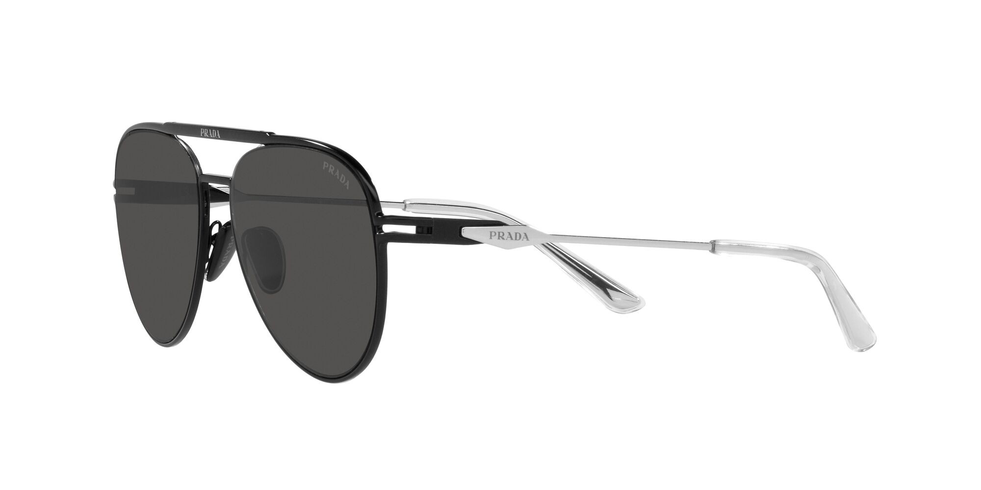 Occhiali da sole Prada PR 54ZS (1BO5S0) colore nero opaco forma aviator lenti grigio scuro