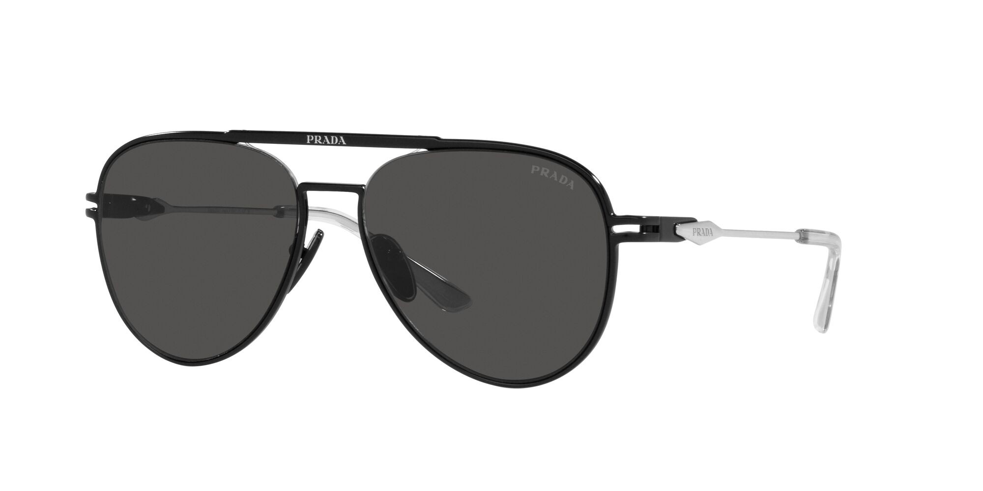 Occhiali da sole Prada PR 54ZS (1BO5S0) colore nero opaco forma aviator lenti grigio scuro