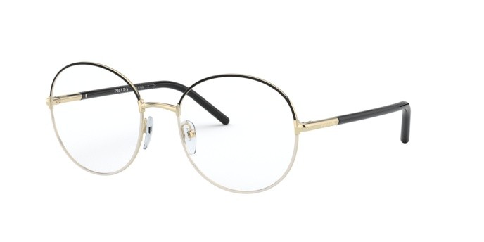 Brillen Prada PR 55WV (07I1O1) farbe black/white form rund gläser demo lens