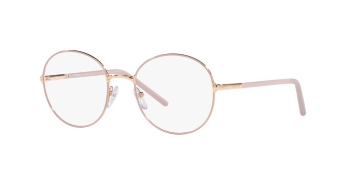 Brillen Prada PR 55WV (18B1O1) farbe pink gold/alabaster form rund gläser demo lens