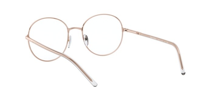 Eyeglasses Prada PR 55WV (SVF1O1) color pink gold shape round lenses demo lens