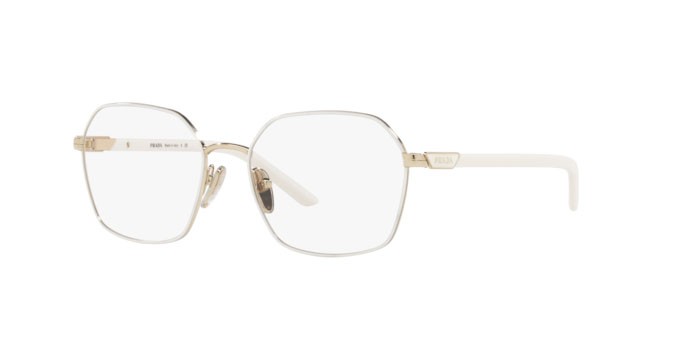 Brillen Prada PR 55YV (LFB1O1) farbe talc/pale gold form quadratisch gläser demo lens