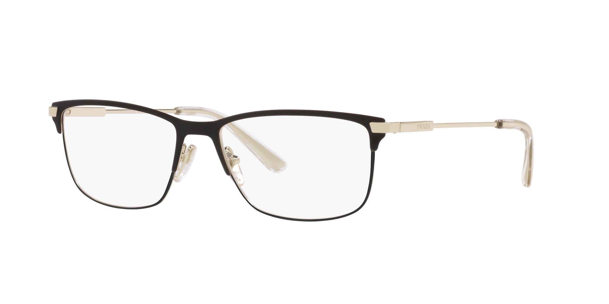Brillen Prada PR 55ZV (1BO1O1) farbe nero opaco form rechteckig gläser lente demo