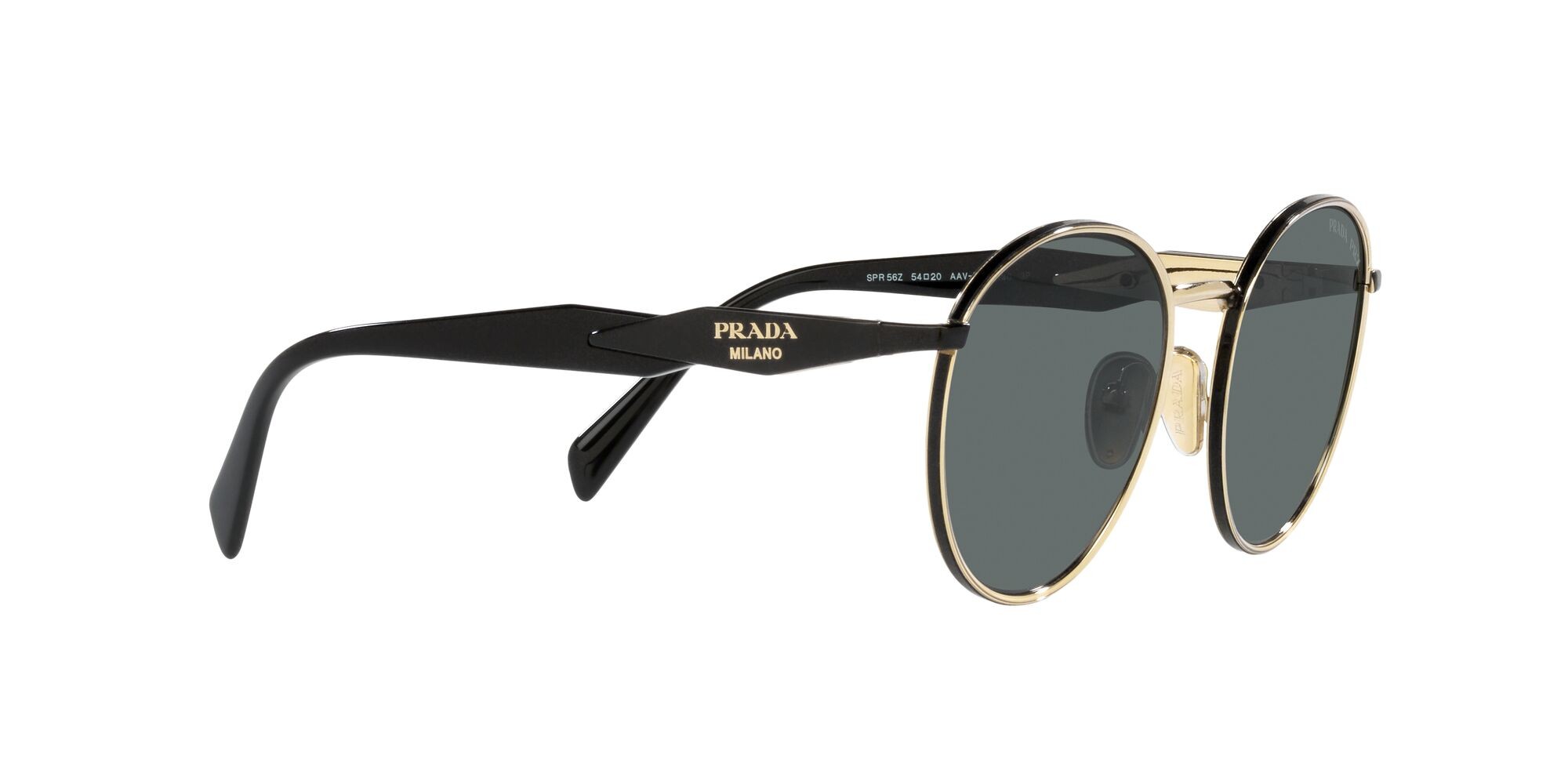 Sunglasses Prada PR 56ZS (AAV5Z1) color oro pallido shape pantos lenses polar grigio scuro