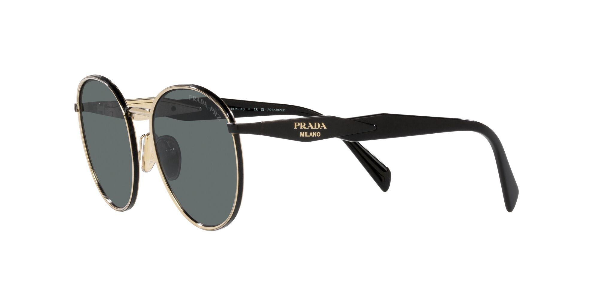 Sunglasses Prada PR 56ZS (AAV5Z1) color oro pallido shape pantos lenses polar grigio scuro