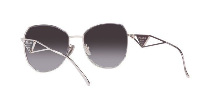 Occhiali da sole Prada PR 57YS (1BC5D1) colore silver forma irregolare lenti grey gradient