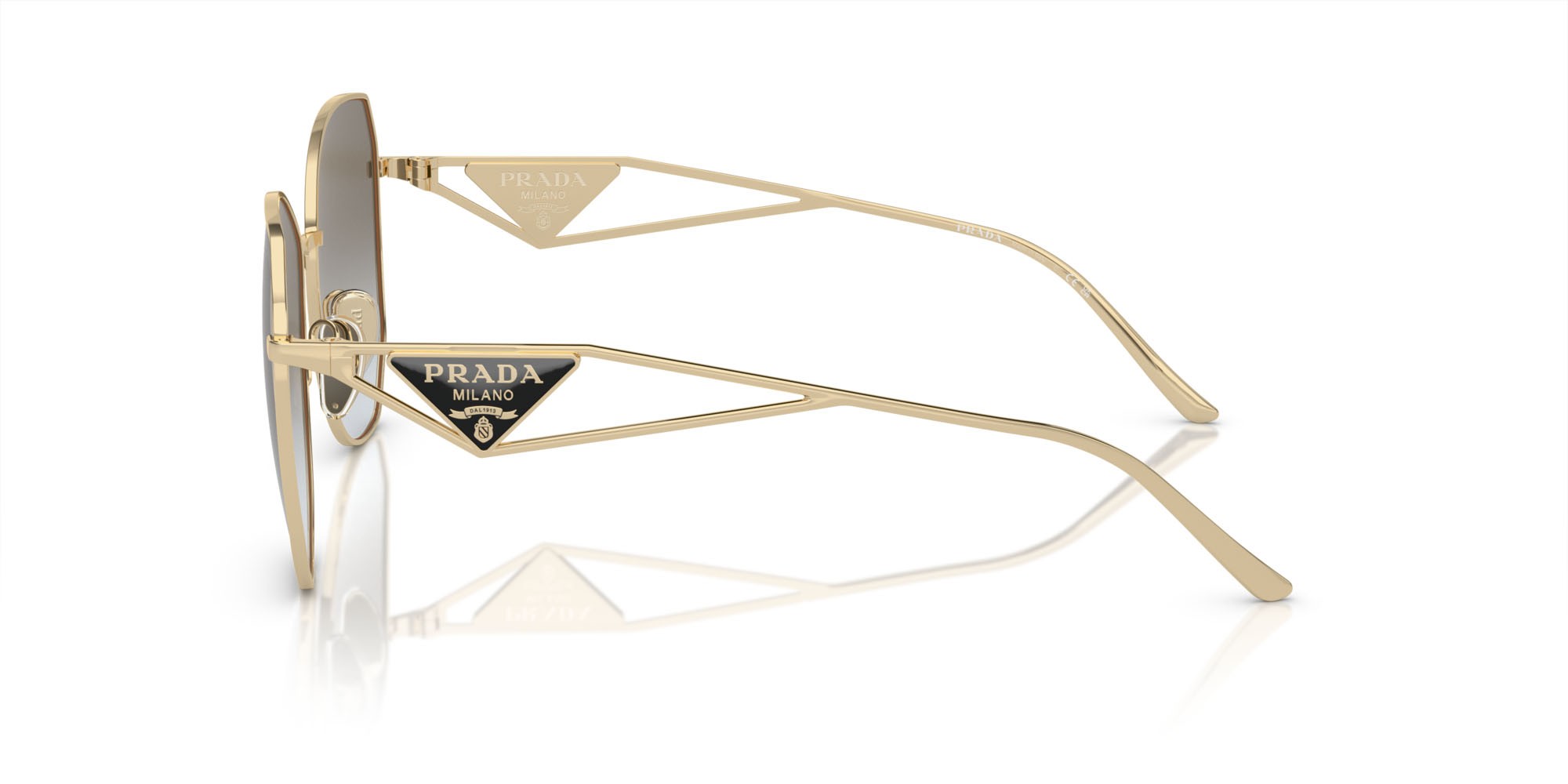 Sonnenbrillen Prada PR 57YS (ZVN0A7) farbe oro pallido form unregelmäßig gläser sfumato grigio