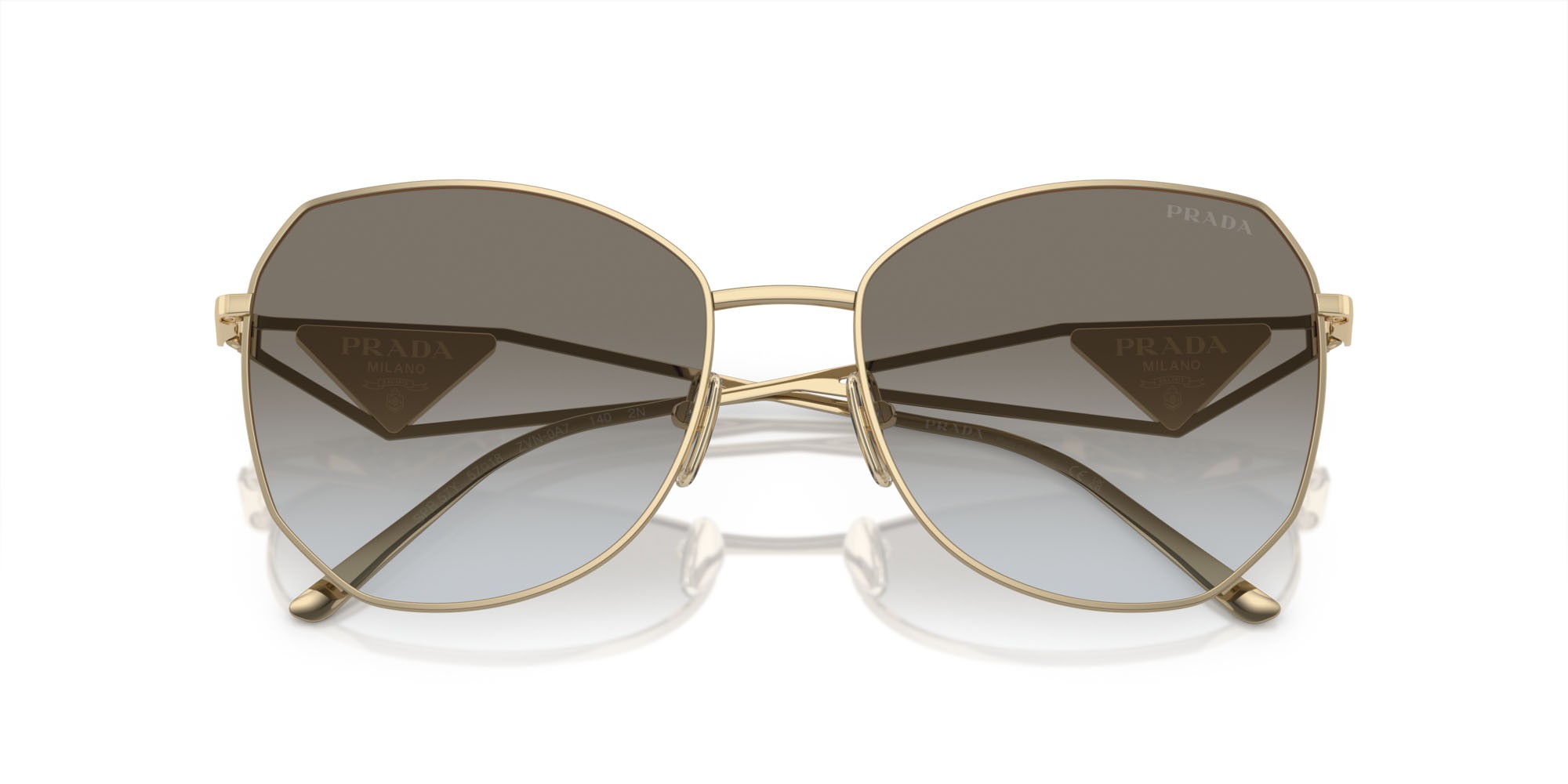 Sonnenbrillen Prada PR 57YS (ZVN0A7) farbe oro pallido form unregelmäßig gläser sfumato grigio
