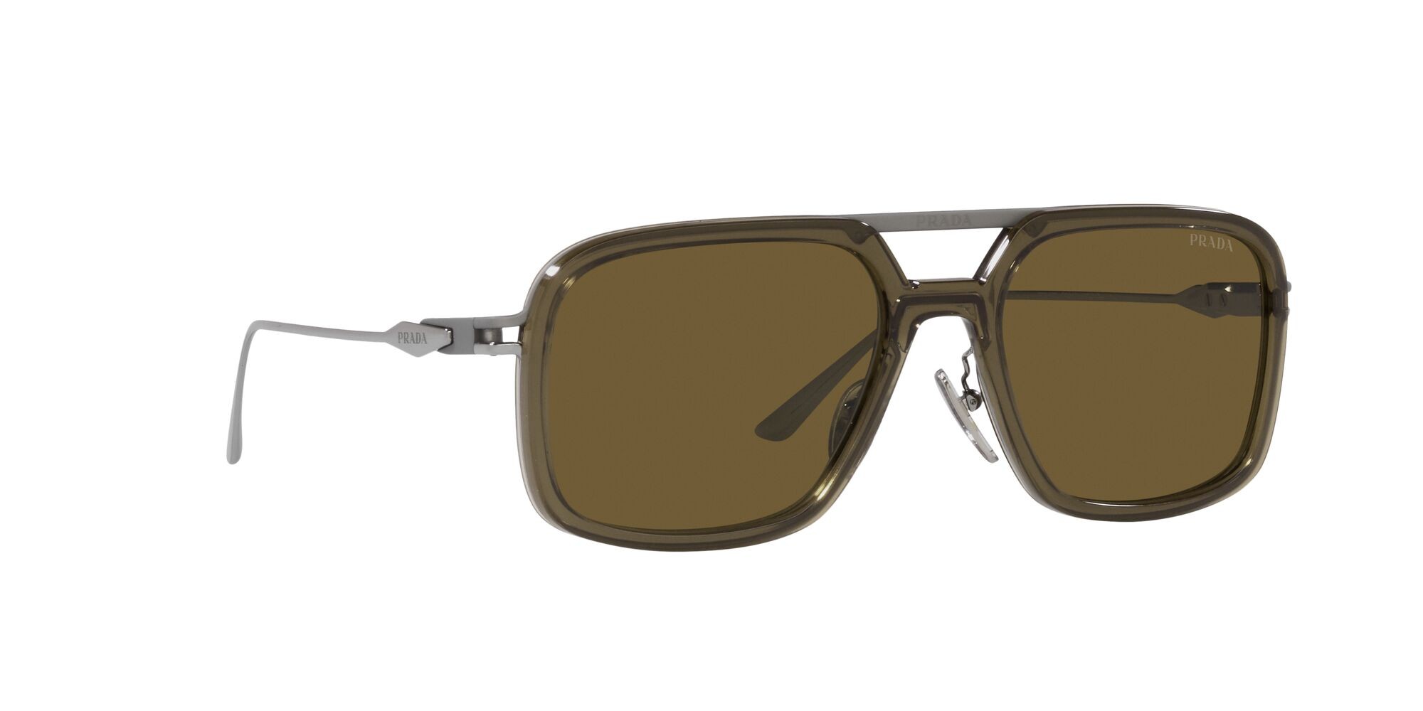 Sonnenbrillen Prada PR 57ZS (18F01T) farbe verde foresta form quadratisch gläser marrone scuro