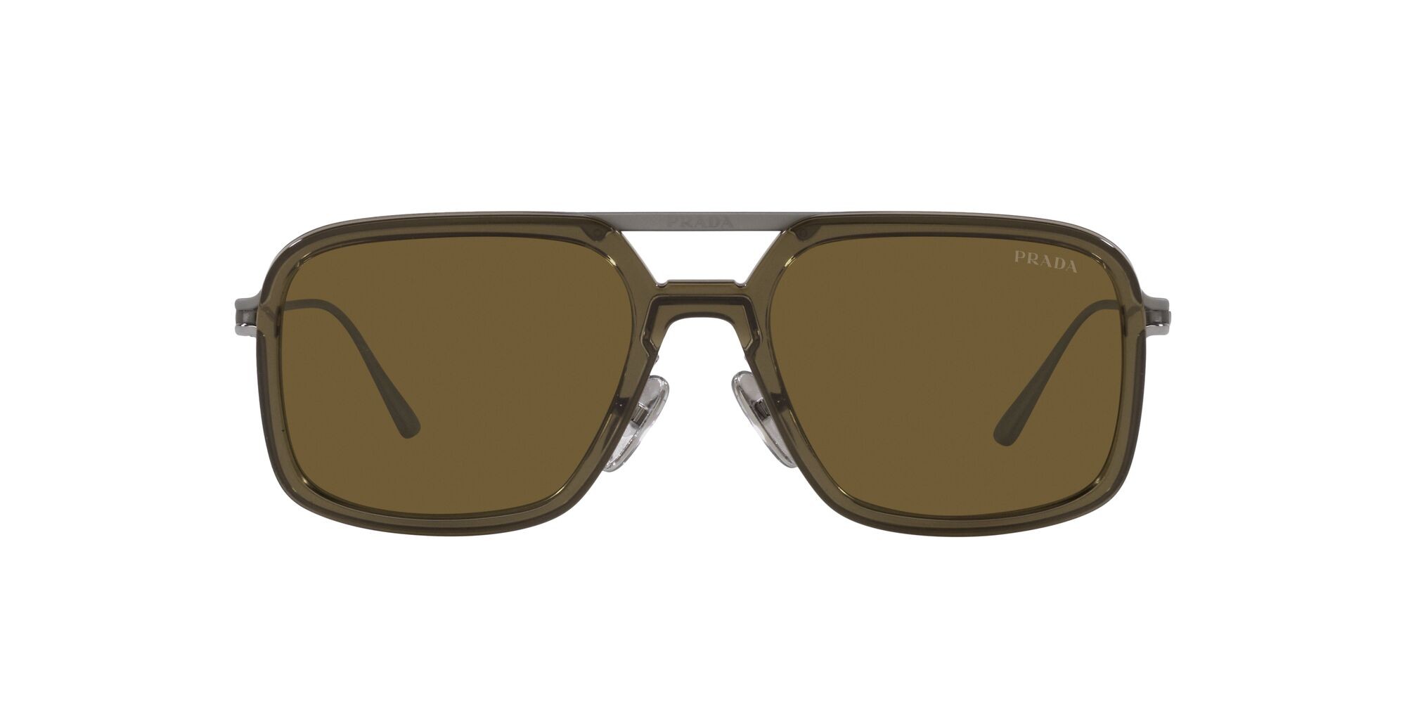 Sonnenbrillen Prada PR 57ZS (18F01T) farbe verde foresta form quadratisch gläser marrone scuro