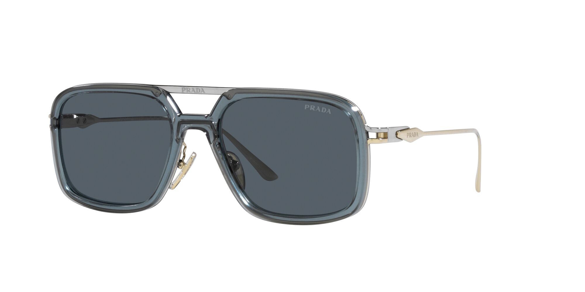Sonnenbrillen Prada PR 57ZS (19F09T) farbe transparent graphite form quadratisch gläser grigio scuro